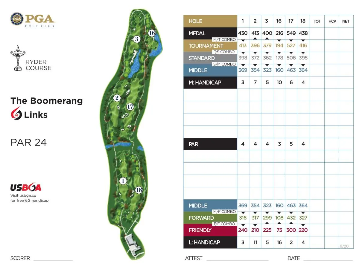 Official 6G scorecard, The Boomerang, par 24